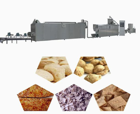 ถั่วเหลืองโปรตีนพื้นผิวถั่วเหลือง Extruder Machine เครื่องจักร flakes ข้าวโพด