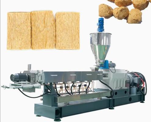 Double Extruder Soya สกรูสำหรับข้าวโพดเกล็ดซีเรียลอาหารเช้าขนมพัฟ