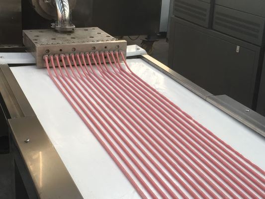 แถบเนื้อสุนัขเครื่องอัดรีดเย็นเครื่องรีดอาหารสุนัขสายการอัดรีดเนื้อสัตว์