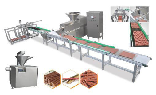 อัตโนมัติเต็มรูปแบบสูงสุด 100% เนื้อสัตว์เลี้ยง Jerky ขนมขบเคี้ยวเครื่องทำเครื่องอัดรีด