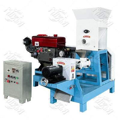 มินิ 220V Twin Screw Floating Fish Feed Extruder Machine สําหรับการใช้ในบ้านและโรงงานตัดชนิดปลา Feed Pellet Extruder