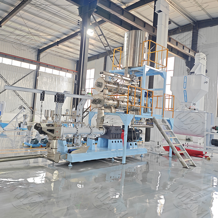 เครื่องบดสกรูคู่สําหรับสายการผลิตอาหารว่างปลาสุนัขสัตว์เลี้ยง