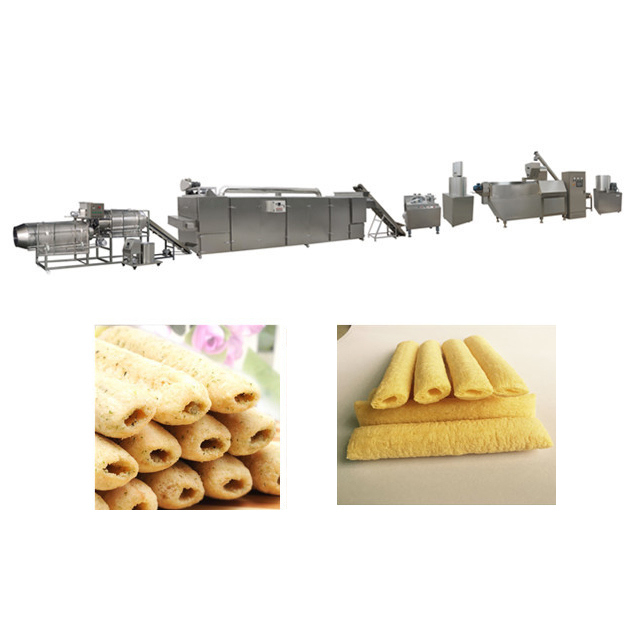 เครื่องกรอบพัฟข้าวโพดขนมขบเคี้ยวสกรูคู่ถั่วเหลือง Extruder วัสดุสแตนเลส