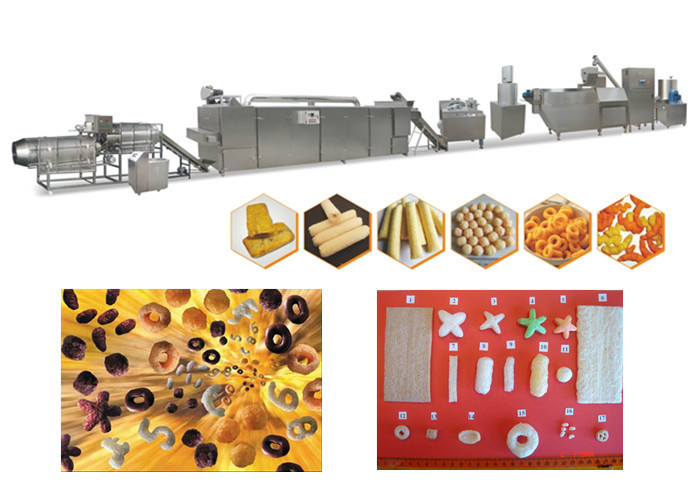 ความเร็วที่รวดเร็วความจุสูงพัฟเครื่องอาหารว่างอาหารข้าวโพดขนมพัฟทำ