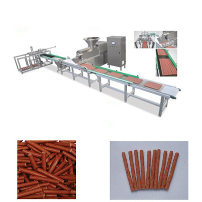 แถบเนื้อสุนัขเครื่องอัดรีดเย็นเครื่องรีดอาหารสุนัขสายการอัดรีดเนื้อสัตว์