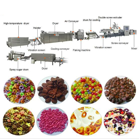 อาหารเช้าธัญพืชและ Corn Flakes สายการผลิต / ขนมพัฟเครื่อง Extruder