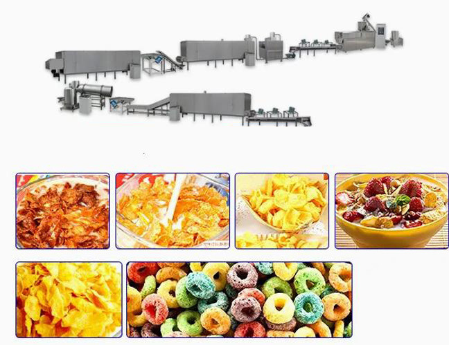 สกรูคู่ Extruder Corn Flakes สายการประมวลผลที่มีรูปร่างแตกต่างกัน