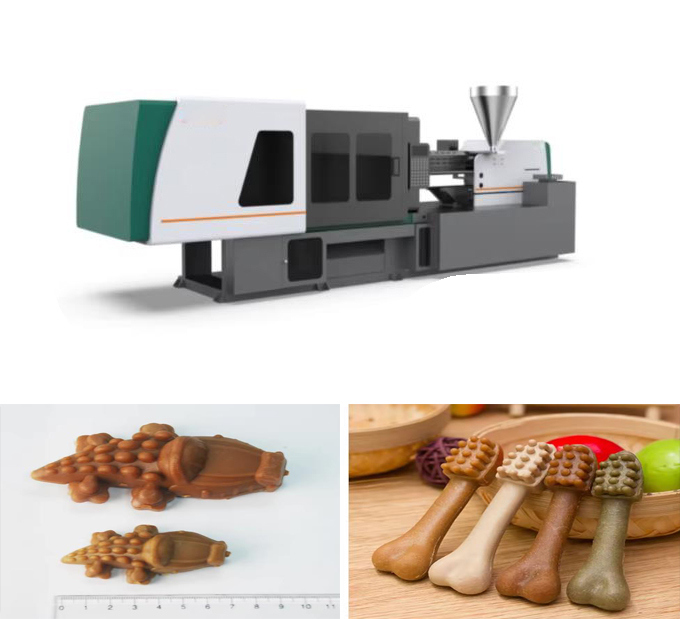 เครื่องทำขนมสุนัขดูแลฟัน เครื่องฉีดพลาสติกตั้งโต๊ะ 8.9x2.3x2.8 เมตร